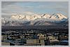 Beyond downtown Anchorage are the Chugach mountains